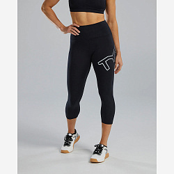 Тайтсы с высокой талией  TYR Womens's Base Kinetic High-Rise 3/4 Logo Leggings - Solid