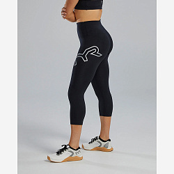Тайтсы с высокой талией  TYR Womens's Base Kinetic High-Rise 3/4 Logo Leggings - Solid