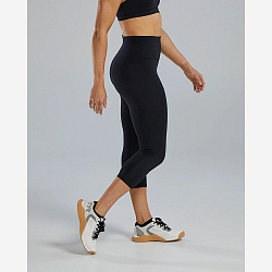Тайтсы с высокой талией  TYR Womens's Base Kinetic High-Rise 3/4 Logo Leggings - Solid