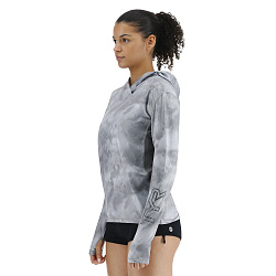 Лайкра с длинным рукавом TYR Women's SunDefense™ Vented Hooded Shirt - Turbulent