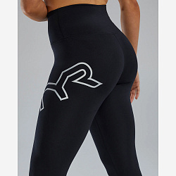 Тайтсы с высокой талией  TYR Womens's Base Kinetic High-Rise 3/4 Logo Leggings - Solid