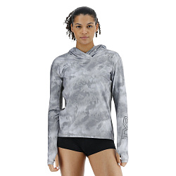 Лайкра с длинным рукавом TYR Women's SunDefense™ Vented Hooded Shirt - Turbulent